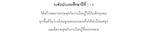 ระดับประถมศึกษาปีที่ 1 - 6 ได้สร้างสมการความสุขในการเรียนรู้ให้กับเด็กทุกคน ทุกพื้นที่ในโรงเรียนถูกออกแบบมาเพื่อให้นักเรียนสนุก และมีความสุขกับการเรียนรู้ที่หลากหลาย